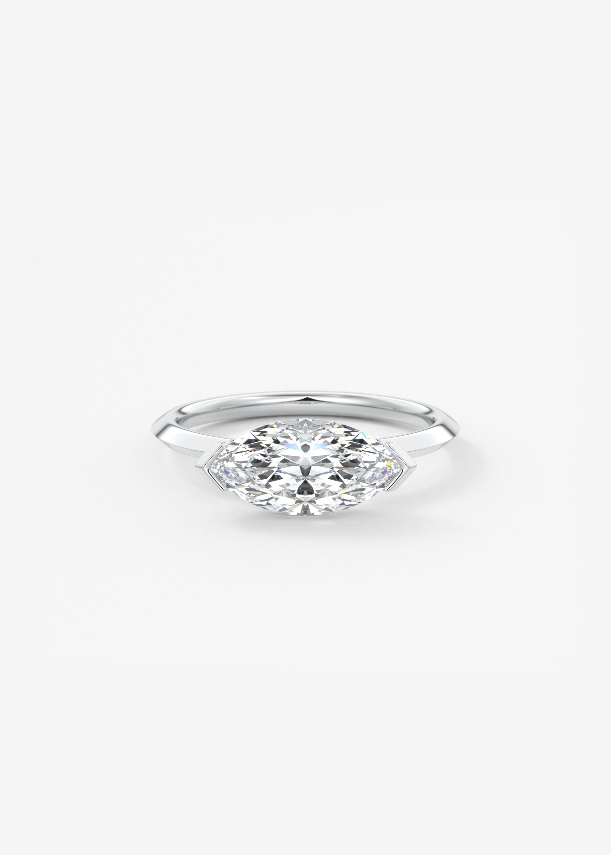 Marquise East West Half Bezel Lab Grown Diamond Engagement Ring