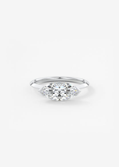 Marquise East West Half Bezel Lab Grown Diamond Engagement Ring