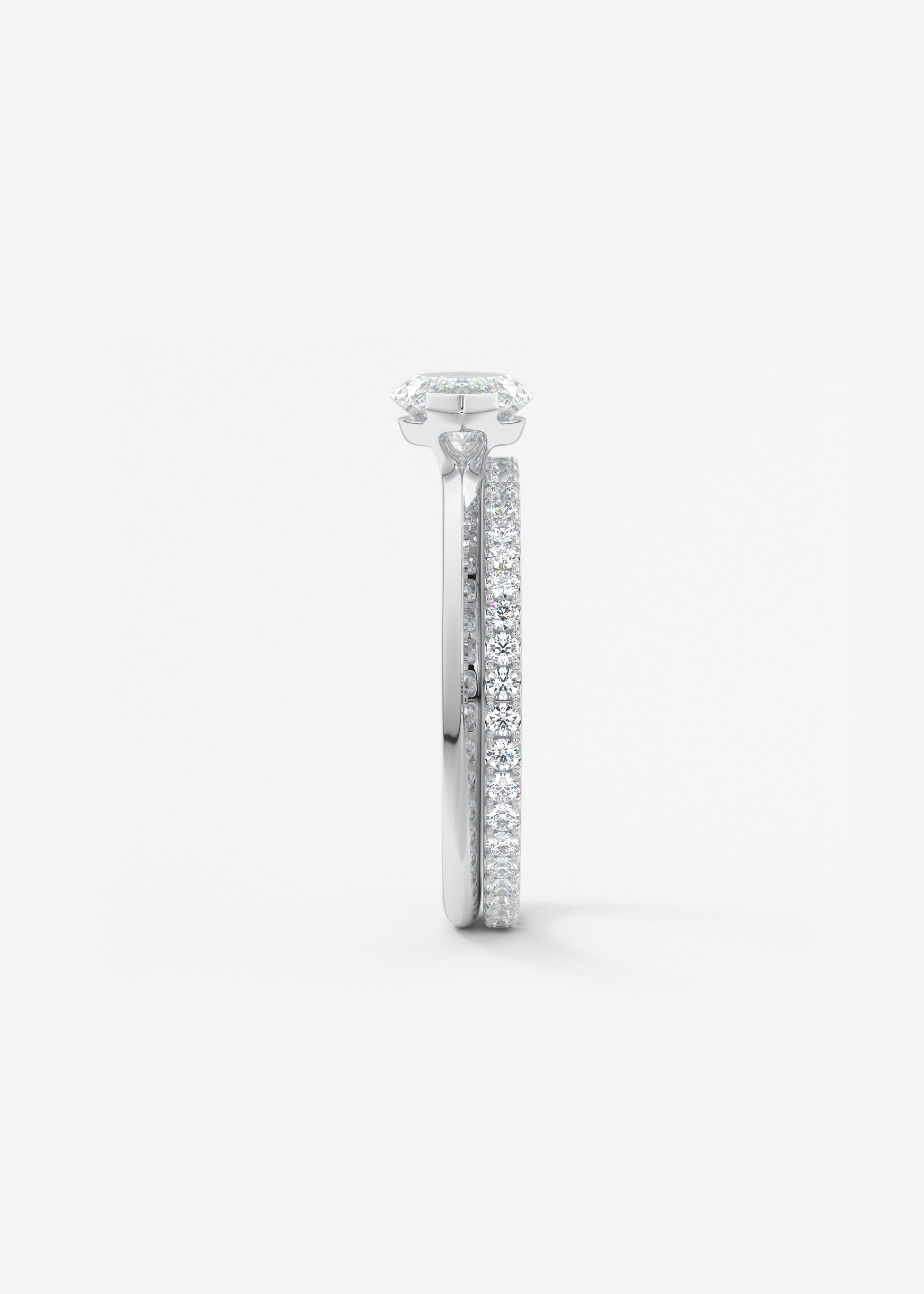 Marquise East West Half Bezel Lab Grown Diamond Engagement Ring