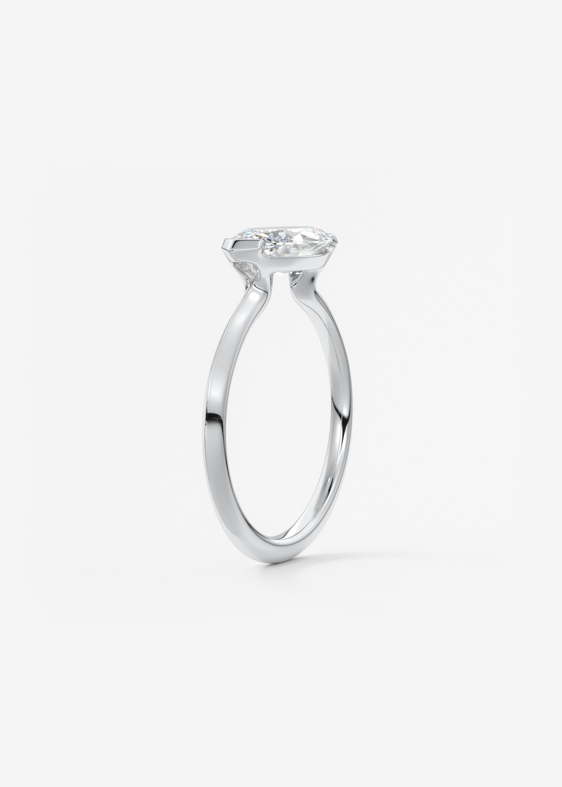 Marquise East West Half Bezel Lab Grown Diamond Engagement Ring