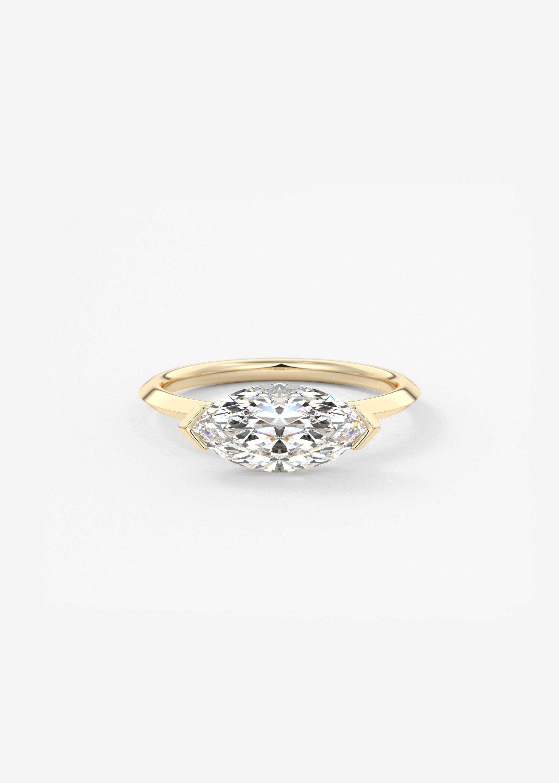 Marquise East West Half Bezel Lab Grown Diamond Engagement Ring