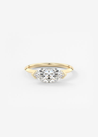 Marquise East West Half Bezel Lab Grown Diamond Engagement Ring