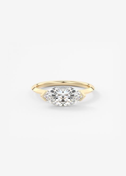Marquise East West Half Bezel Lab Grown Diamond Engagement Ring