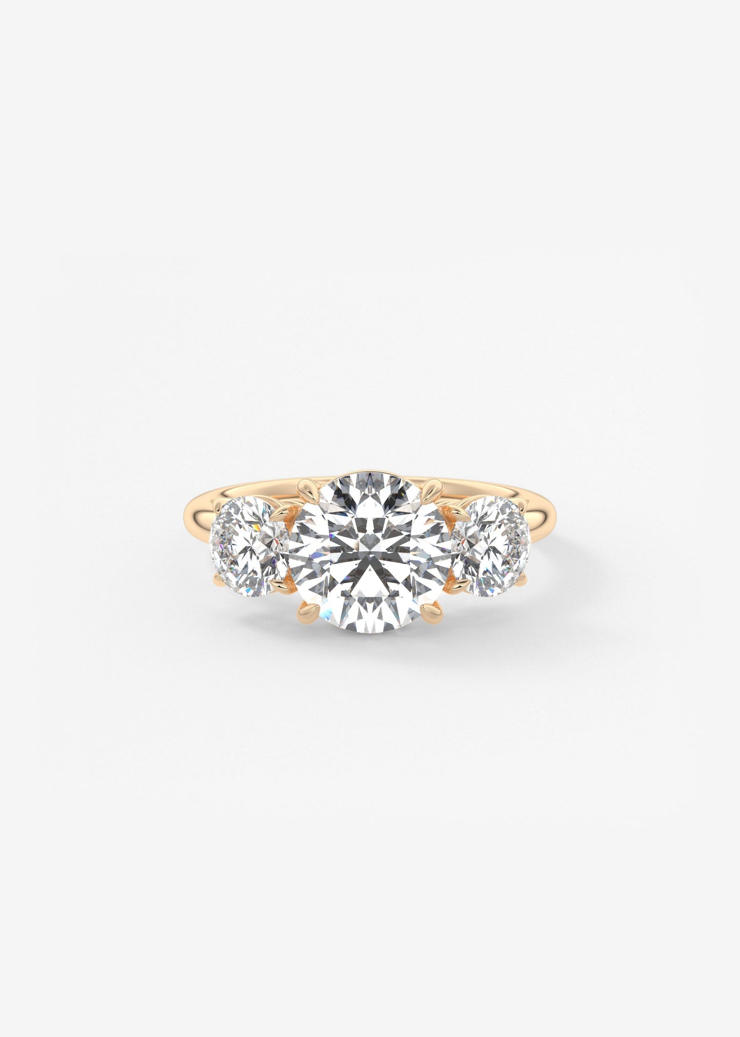Round Three Stone Lab Grown Diamond Engagement Ring