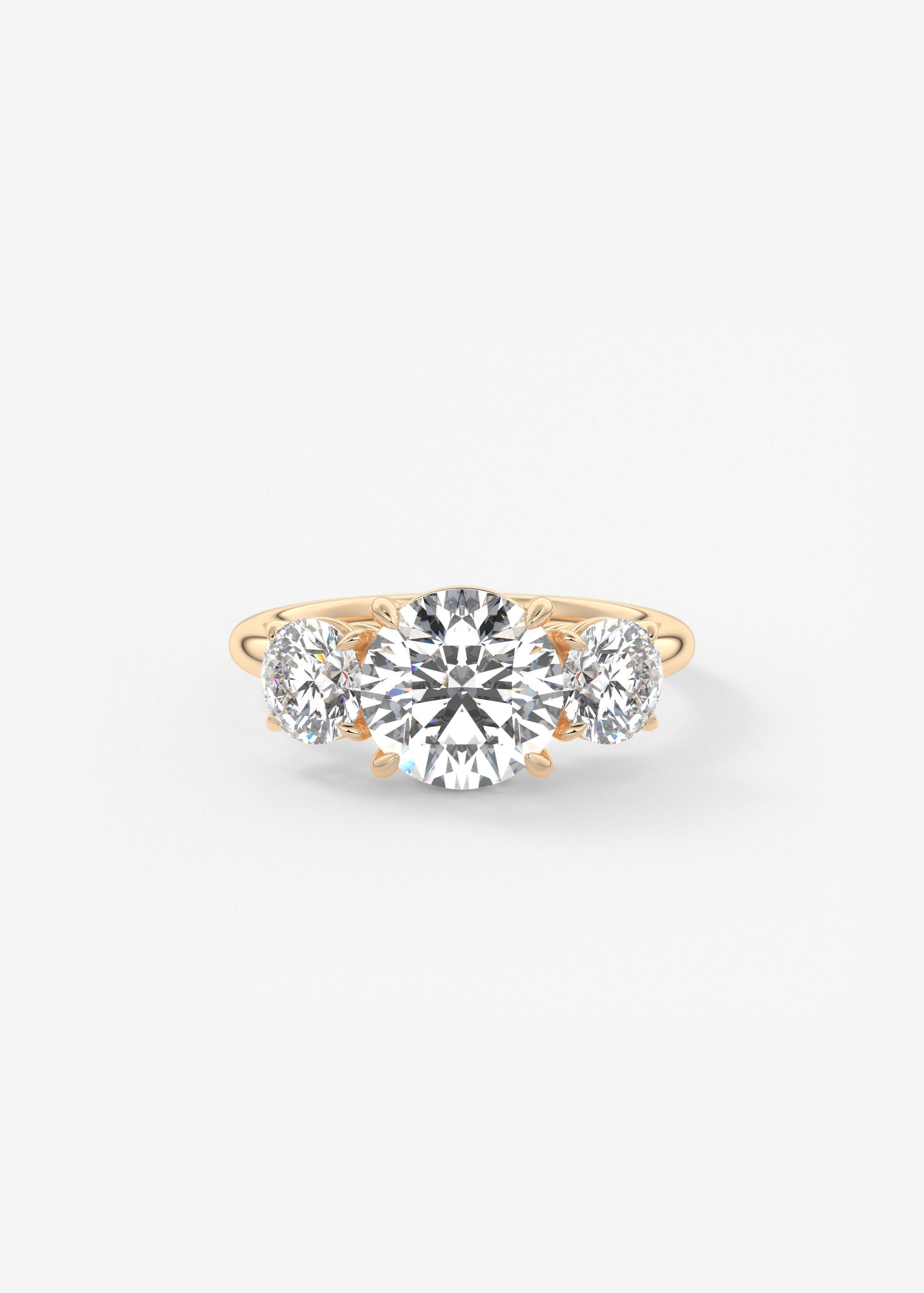 Round Three Stone Lab Grown Diamond Engagement Ring