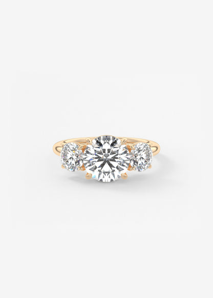 Round Three Stone Lab Grown Diamond Engagement Ring