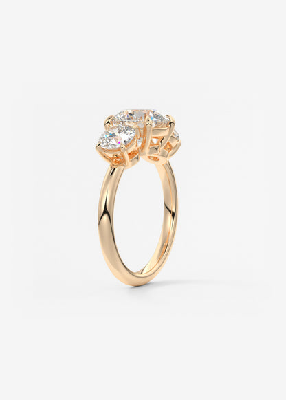 Round Three Stone Lab Grown Diamond Engagement Ring