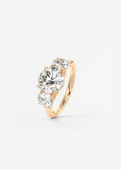 Round Three Stone Lab Grown Diamond Engagement Ring