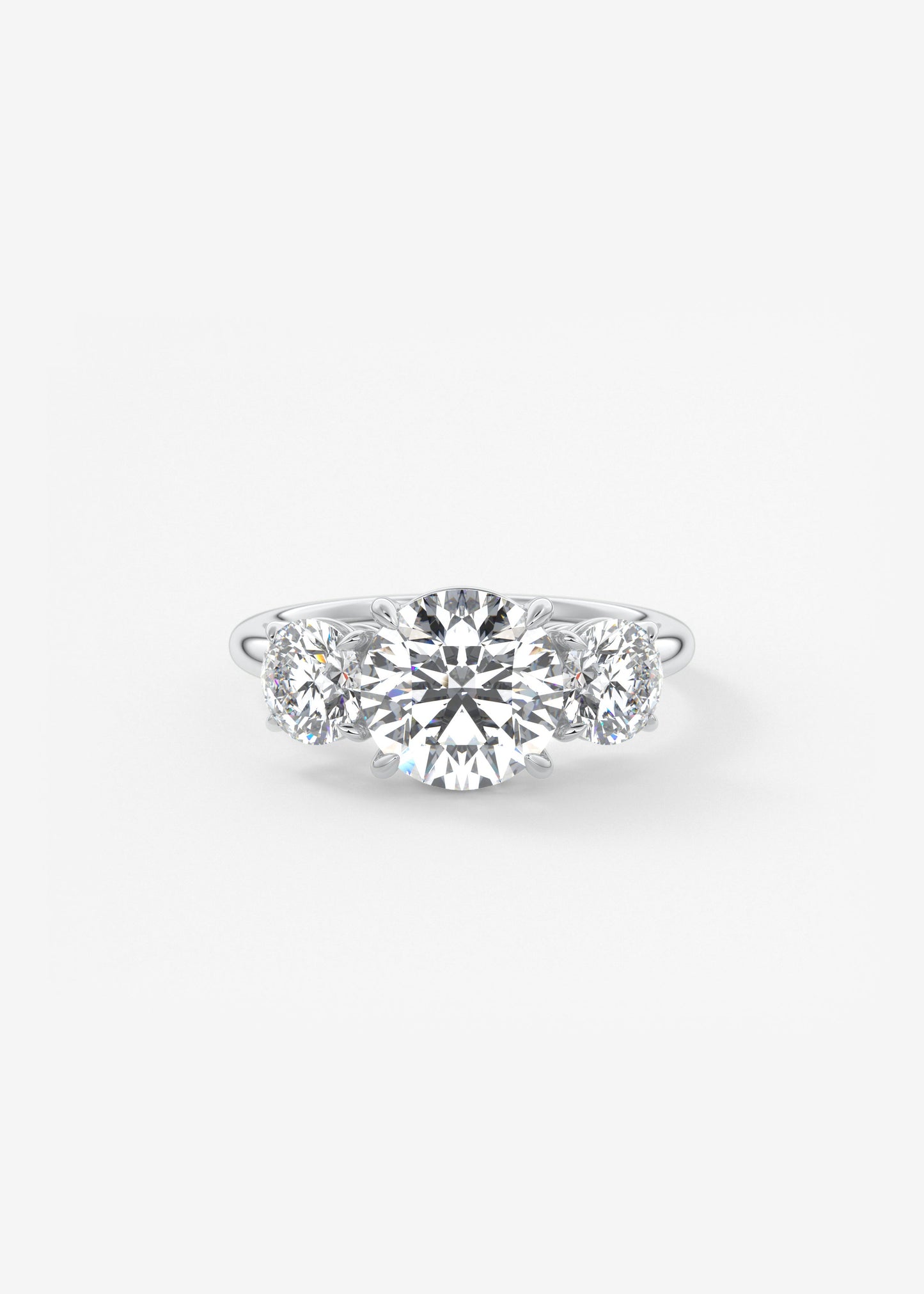 Round Three Stone Lab Grown Diamond Engagement Ring