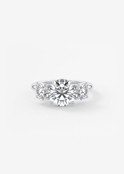 Round Three Stone Lab Grown Diamond Engagement Ring