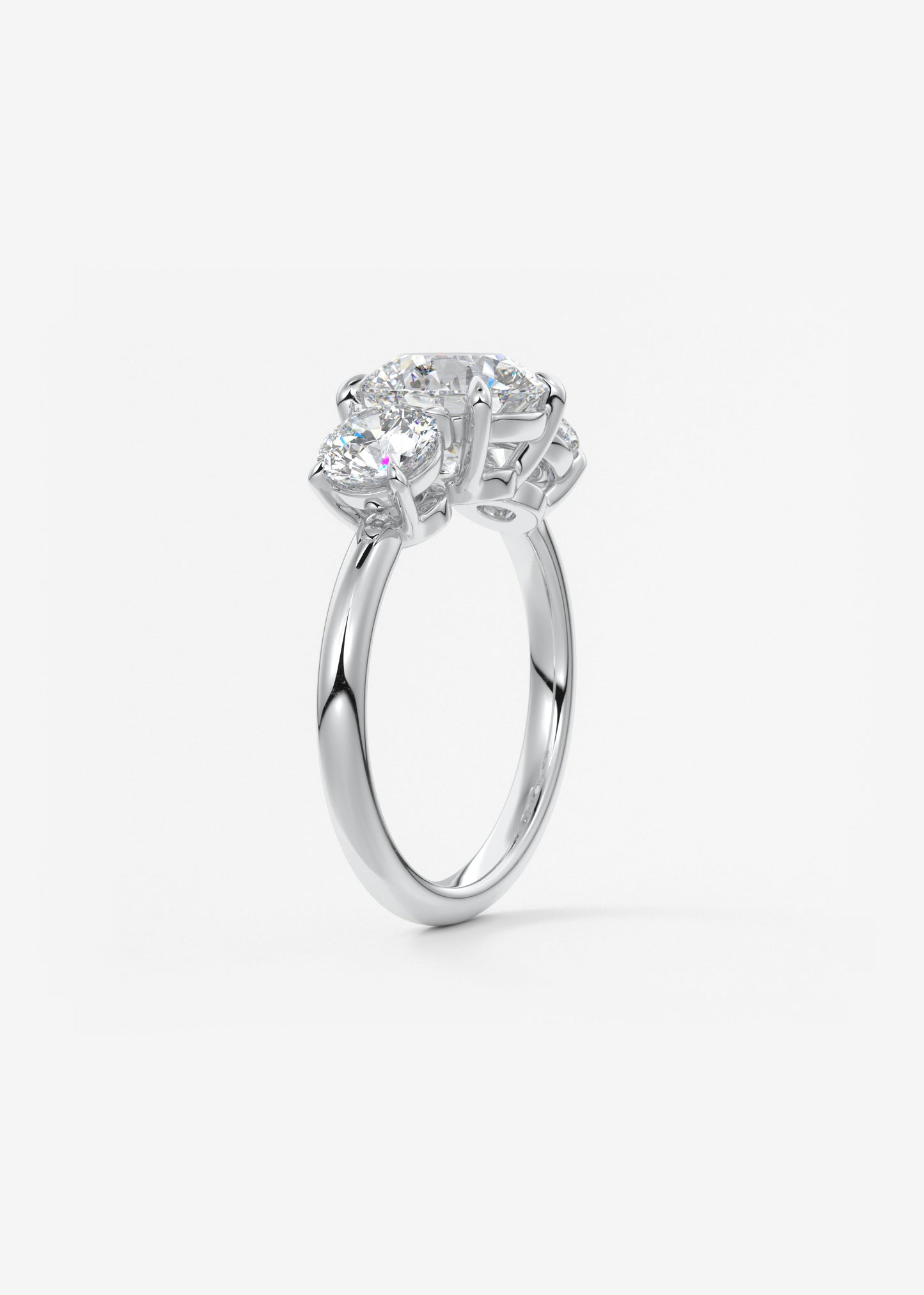 Round Three Stone Lab Grown Diamond Engagement Ring