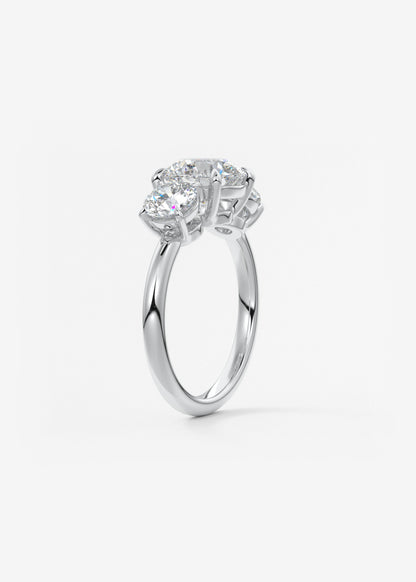 Round Three Stone Lab Grown Diamond Engagement Ring
