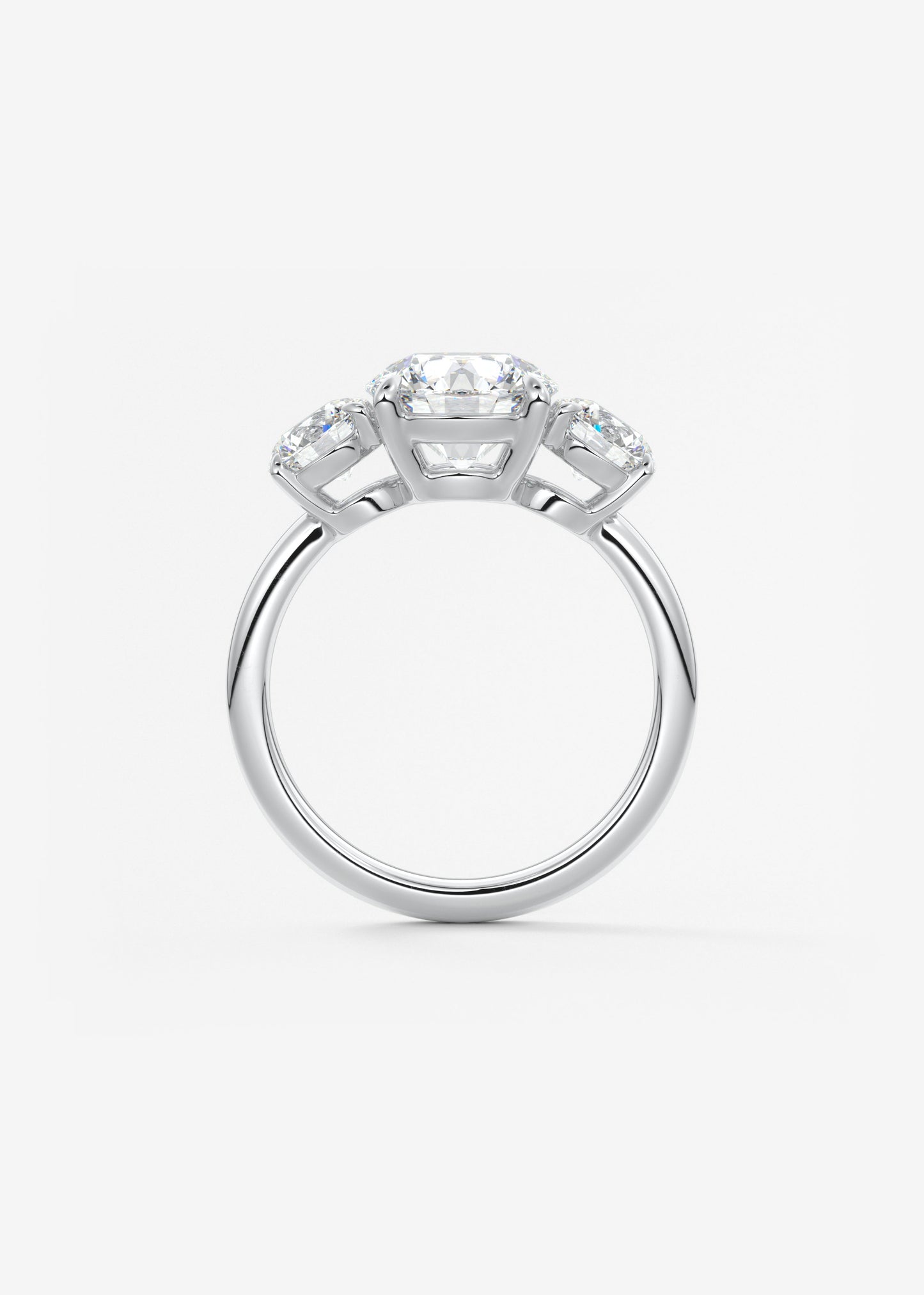 Round Three Stone Lab Grown Diamond Engagement Ring
