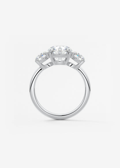Round Three Stone Lab Grown Diamond Engagement Ring