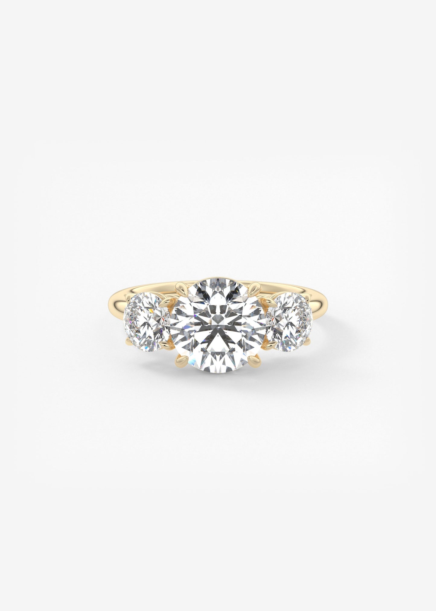 Round Three Stone Lab Grown Diamond Engagement Ring