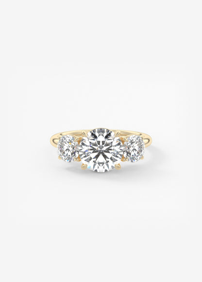 Round Three Stone Lab Grown Diamond Engagement Ring
