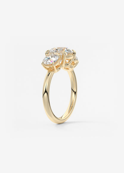 Round Three Stone Lab Grown Diamond Engagement Ring
