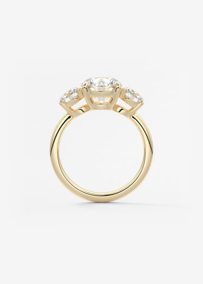Round Three Stone Lab Grown Diamond Engagement Ring