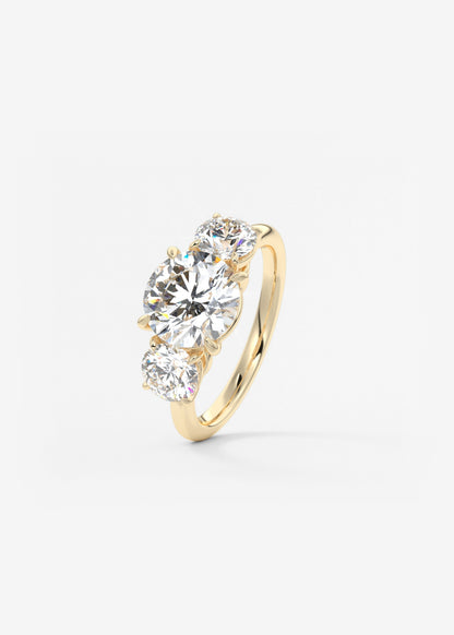 Round Three Stone Lab Grown Diamond Engagement Ring