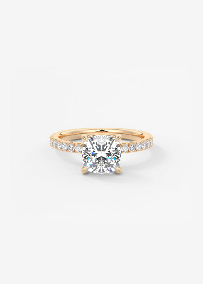 Cushion Pave Lab Grown Diamond Engagement Ring