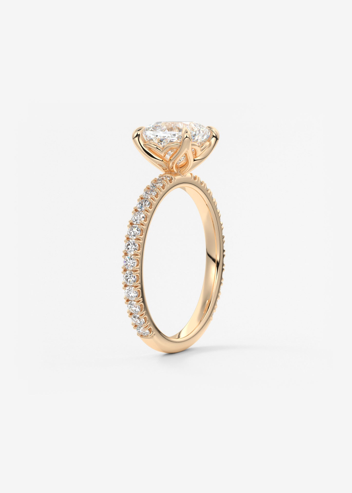 Cushion Pave Lab Grown Diamond Engagement Ring