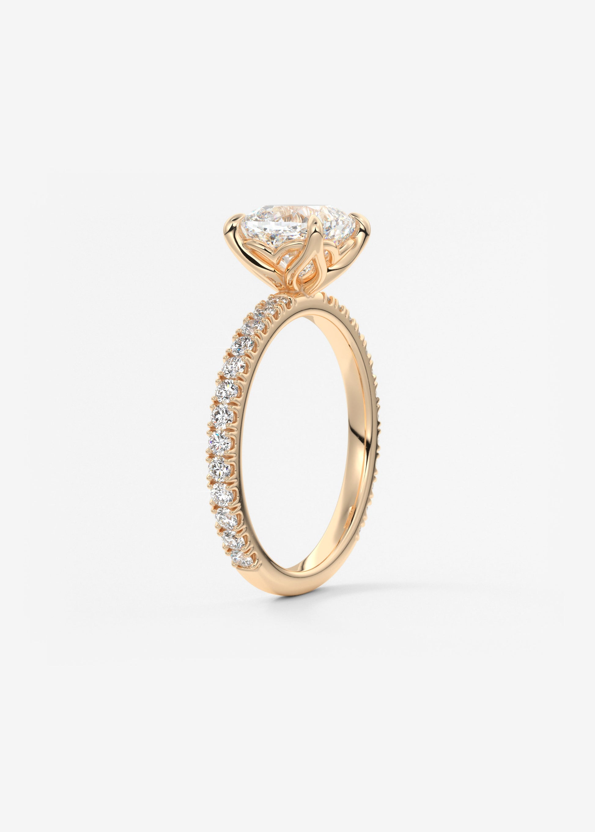 Cushion Pave Lab Grown Diamond Engagement Ring