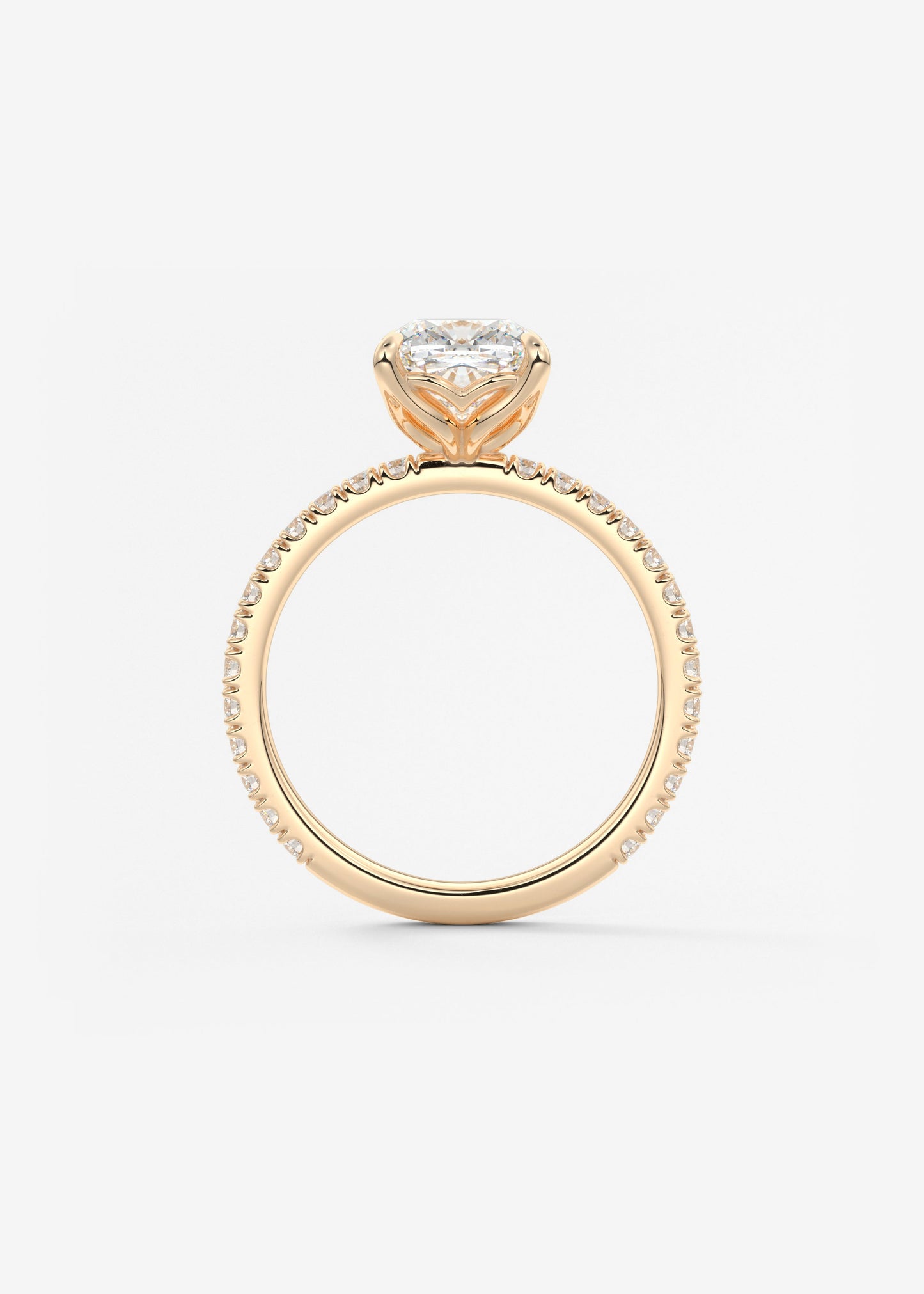 Cushion Pave Lab Grown Diamond Engagement Ring