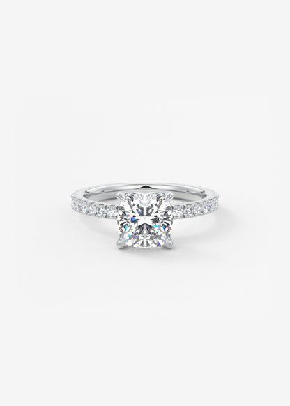 Cushion Pave Lab Grown Diamond Engagement Ring