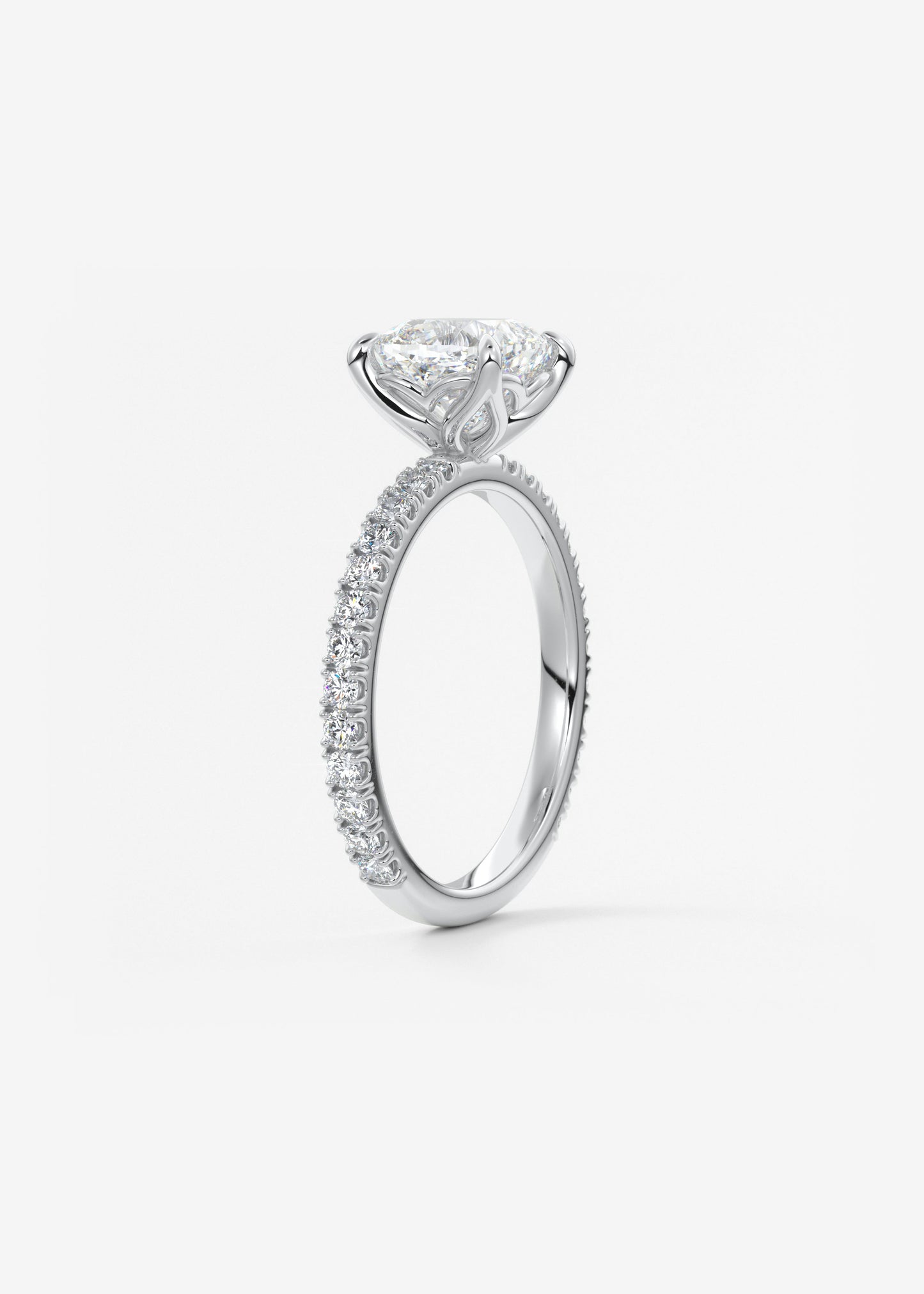Cushion Pave Lab Grown Diamond Engagement Ring