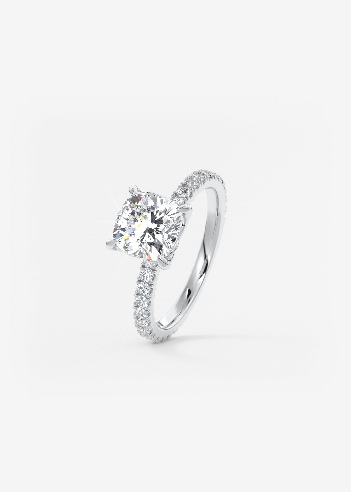 Cushion Pave Lab Grown Diamond Engagement Ring