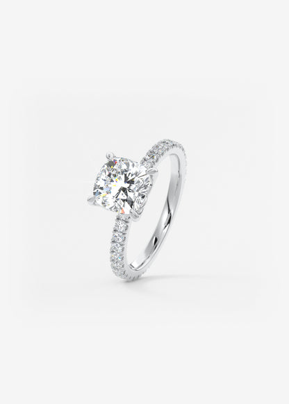 Cushion Pave Lab Grown Diamond Engagement Ring
