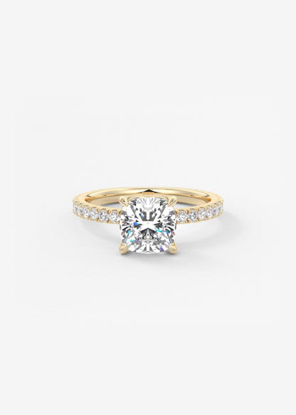 Cushion Pave Lab Grown Diamond Engagement Ring