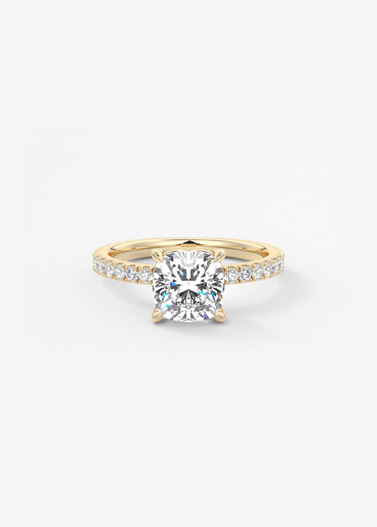 Cushion Pave Lab Grown Diamond Engagement Ring