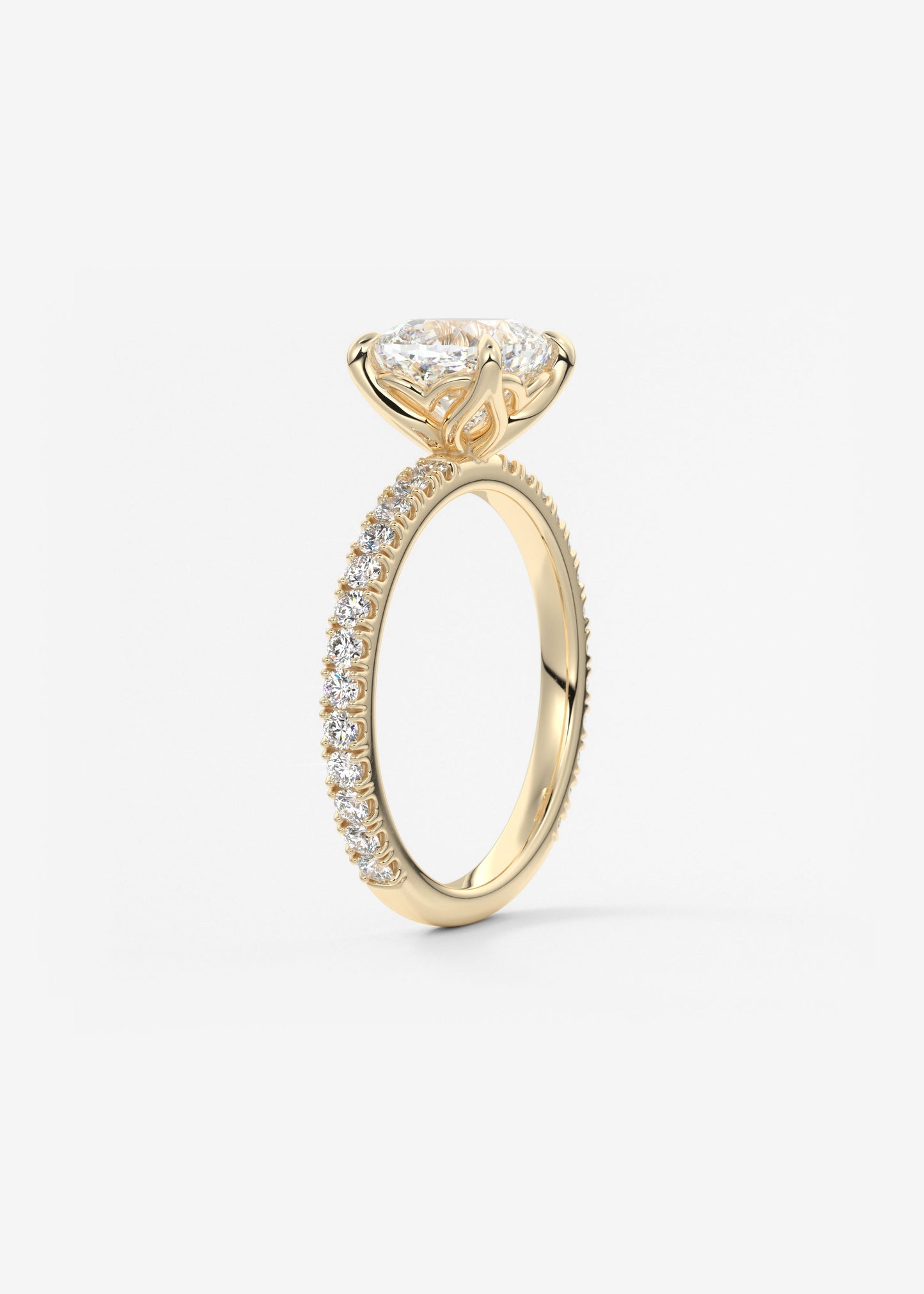 Cushion Pave Lab Grown Diamond Engagement Ring