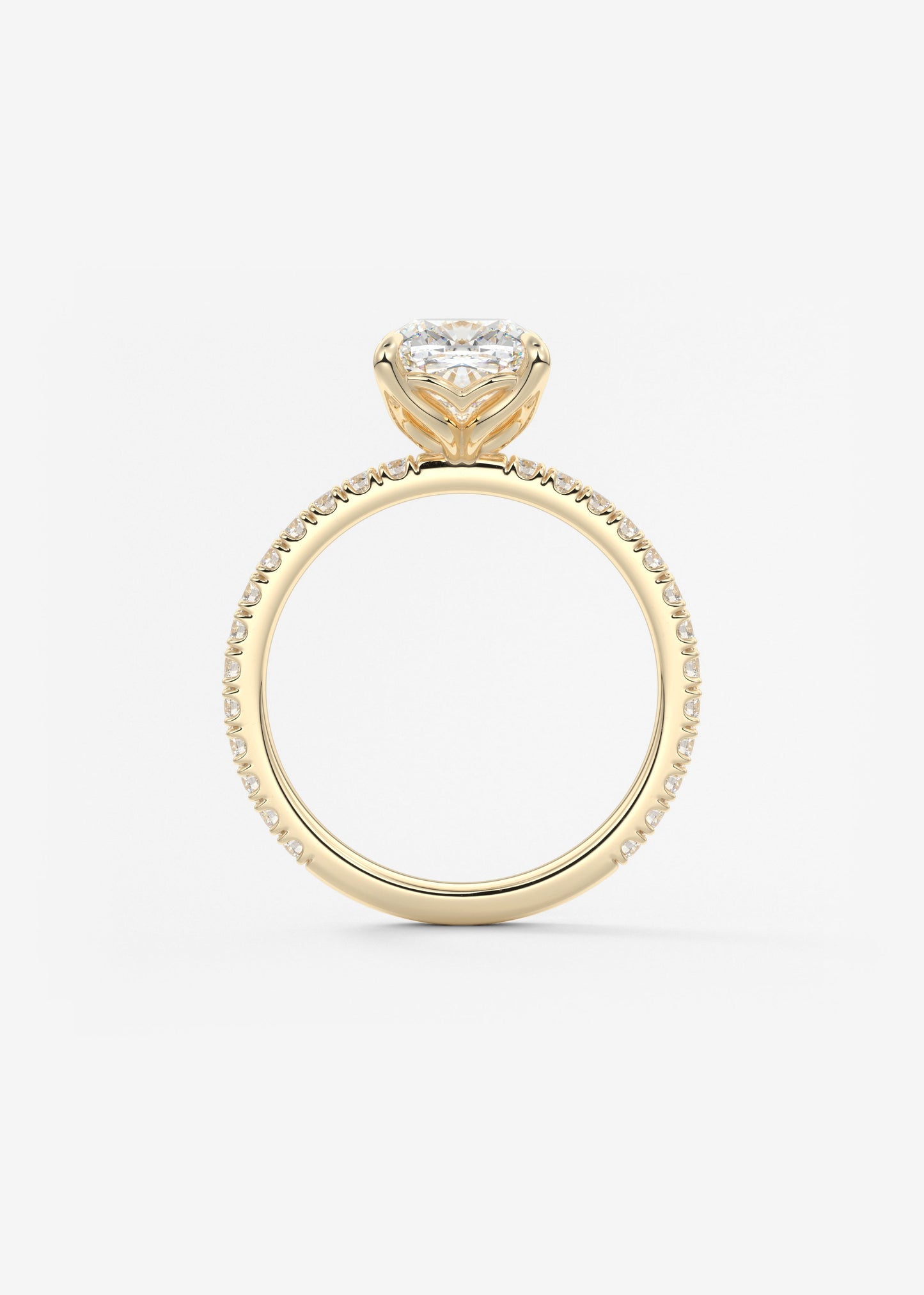 Cushion Pave Lab Grown Diamond Engagement Ring