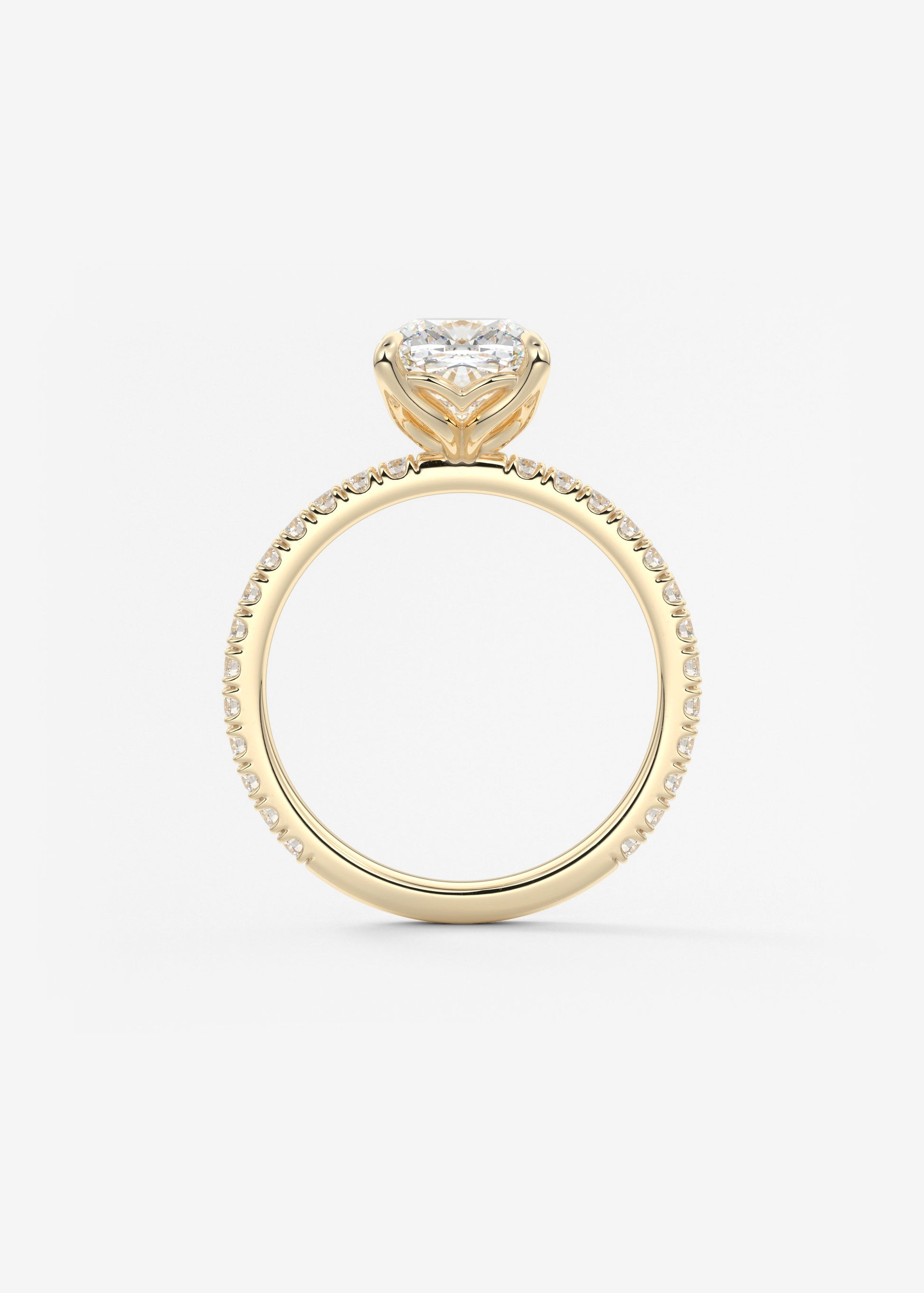 Cushion Pave Lab Grown Diamond Engagement Ring