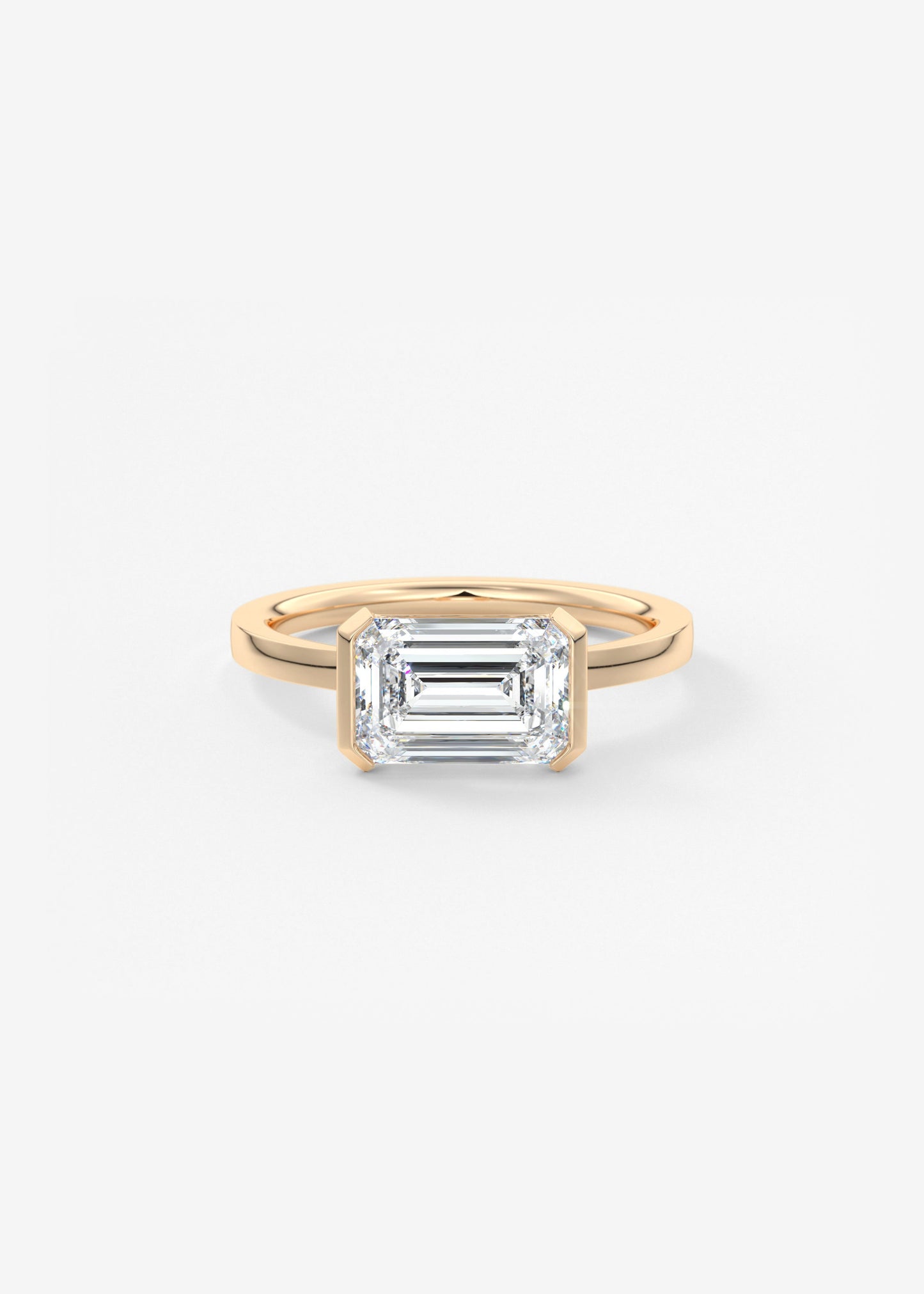 Emerald East West Half Bezel Lab Grown Diamond Engagement Ring