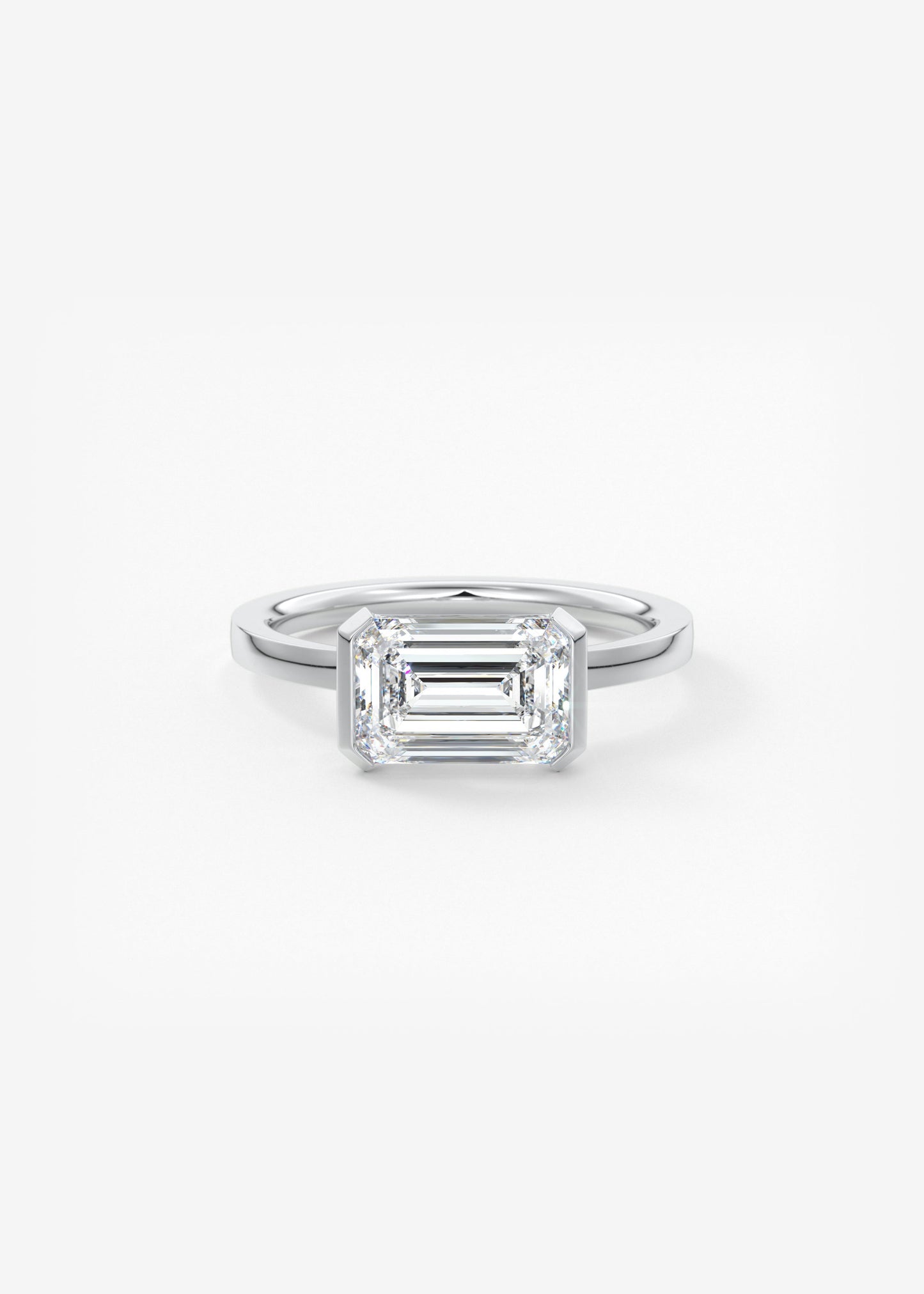 Emerald East West Half Bezel Lab Grown Diamond Engagement Ring