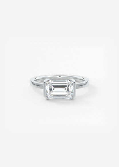 Emerald East West Half Bezel Lab Grown Diamond Engagement Ring