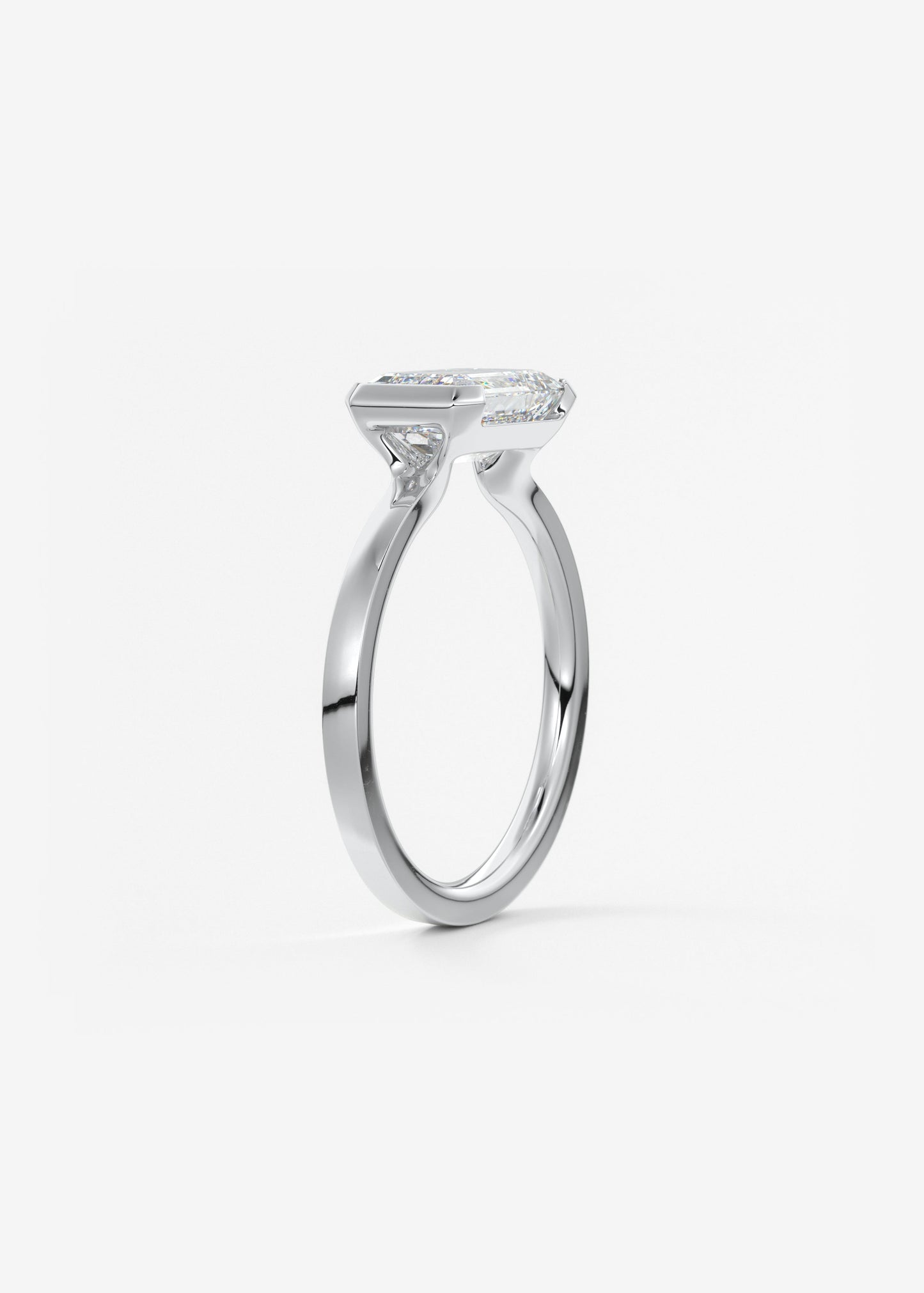 Emerald East West Half Bezel Lab Grown Diamond Engagement Ring