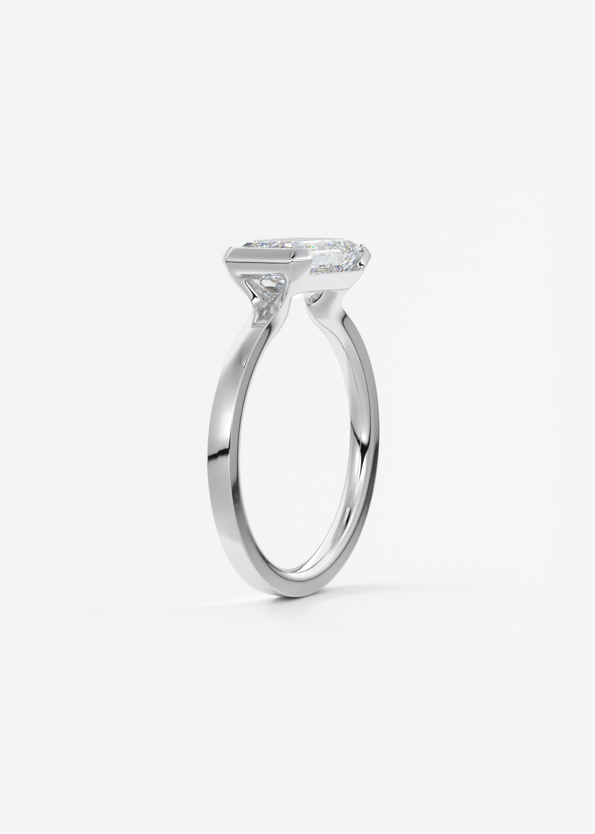 Emerald East West Half Bezel Lab Grown Diamond Engagement Ring