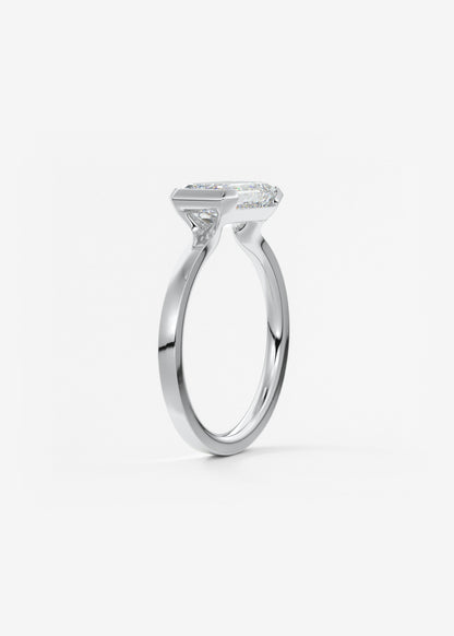 Emerald East West Half Bezel Lab Grown Diamond Engagement Ring