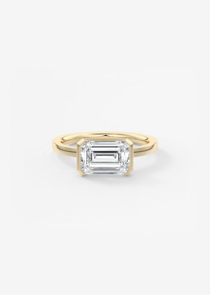 Emerald East West Half Bezel Lab Grown Diamond Engagement Ring