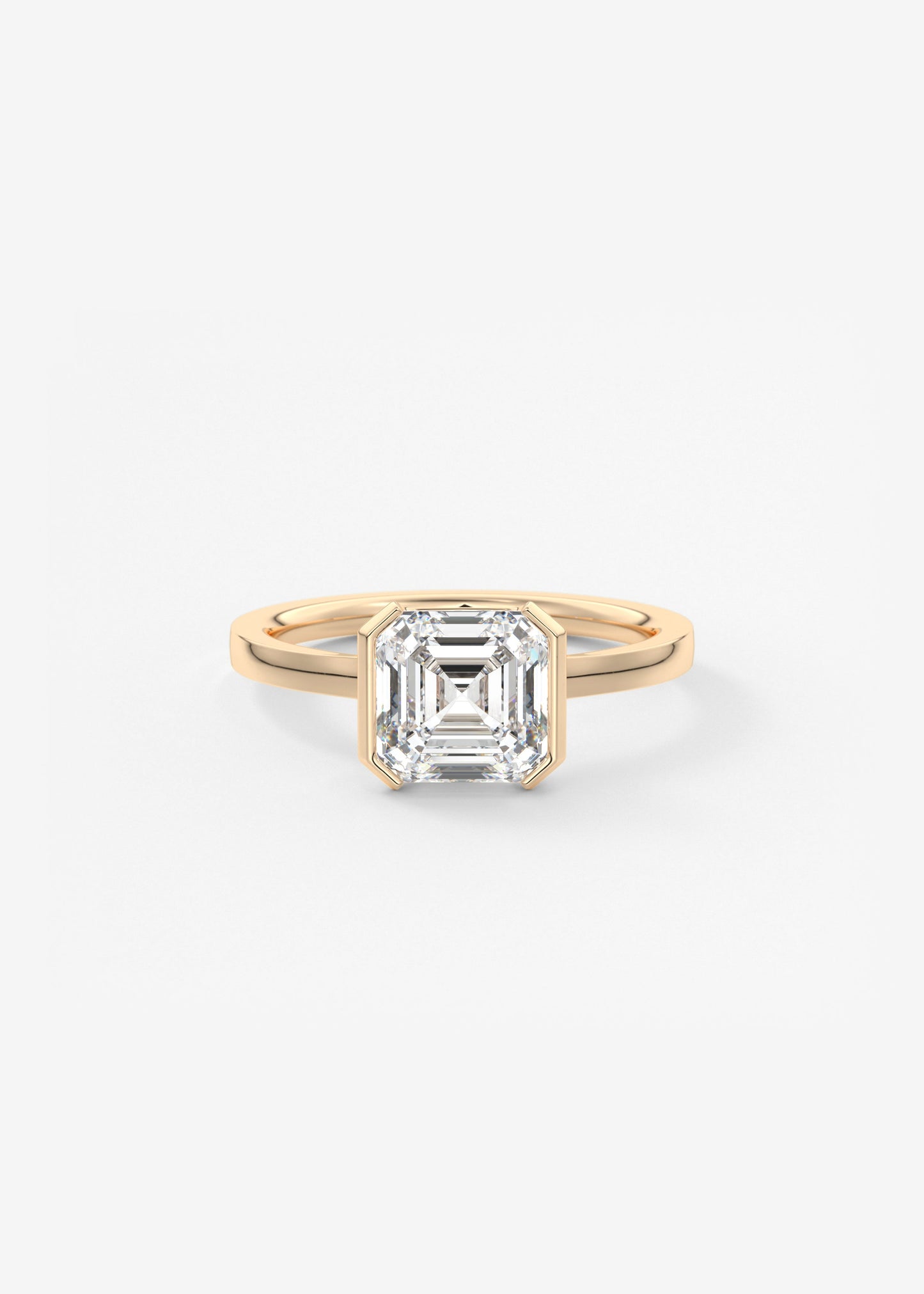 Asscher East West Half Bezel Lab Grown Diamond Engagement Ring