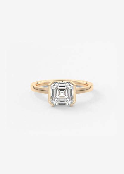 Asscher East West Half Bezel Lab Grown Diamond Engagement Ring