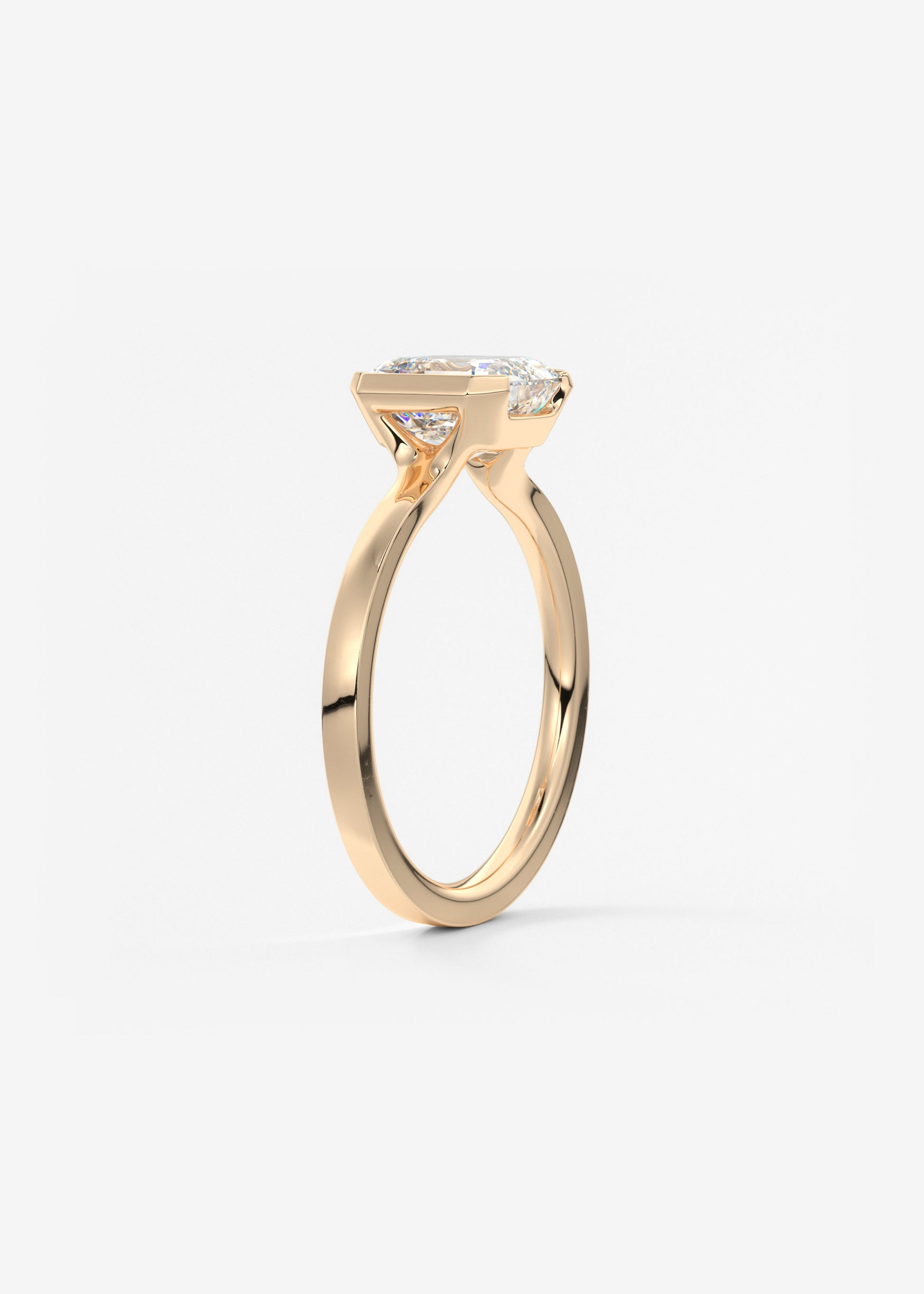 Asscher East West Half Bezel Lab Grown Diamond Engagement Ring