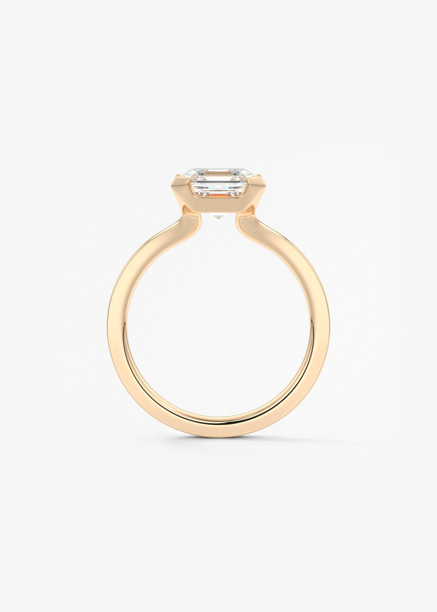 Asscher East West Half Bezel Lab Grown Diamond Engagement Ring