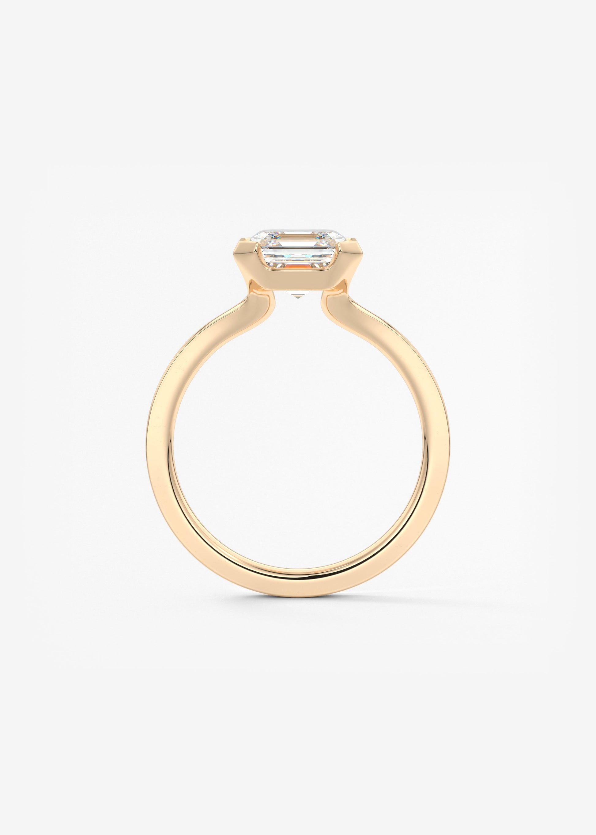 Asscher East West Half Bezel Lab Grown Diamond Engagement Ring