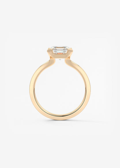 Asscher East West Half Bezel Lab Grown Diamond Engagement Ring