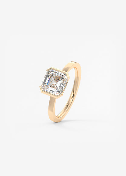 Asscher East West Half Bezel Lab Grown Diamond Engagement Ring